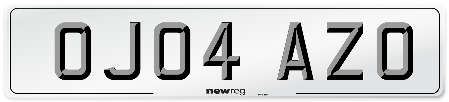 OJ04 AZO Number Plate from New Reg